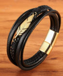 Multi-layer-Leather-Feather-Shape-Accessories-Mens-Bracelet_gold-15cm