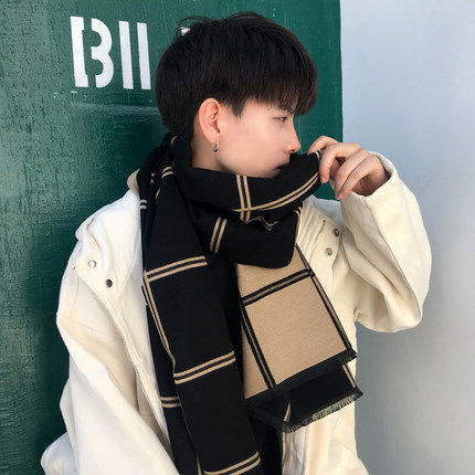 Winter-kniited-long-scarf_black-deep-khaki_IDS-422_430x430q9